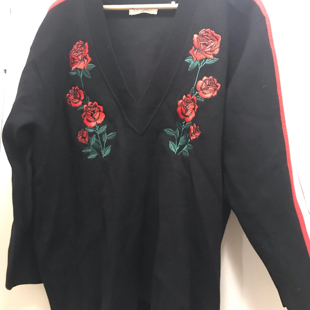 Sandro Indira Rose-Embroidered Sweater size 2
